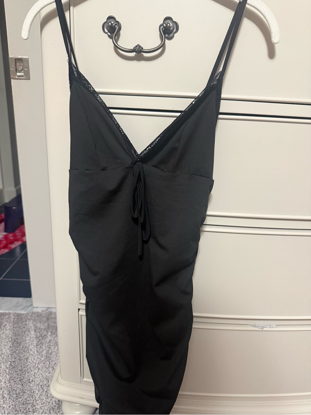 Black Lace-Trim Slip Dress